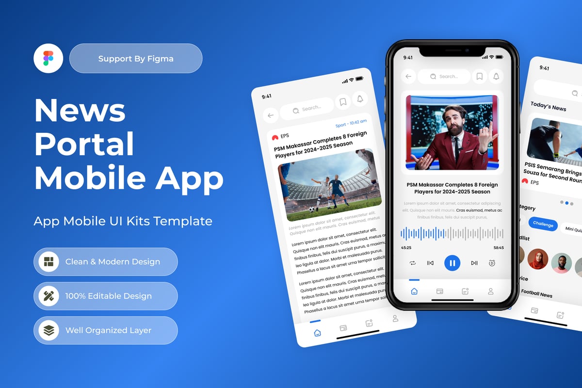 新闻门户移动应用APP UI KIT (FIG)