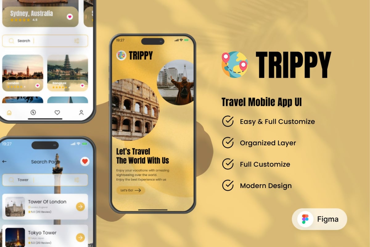旅行移动应用APP UI KIT (FIG)
