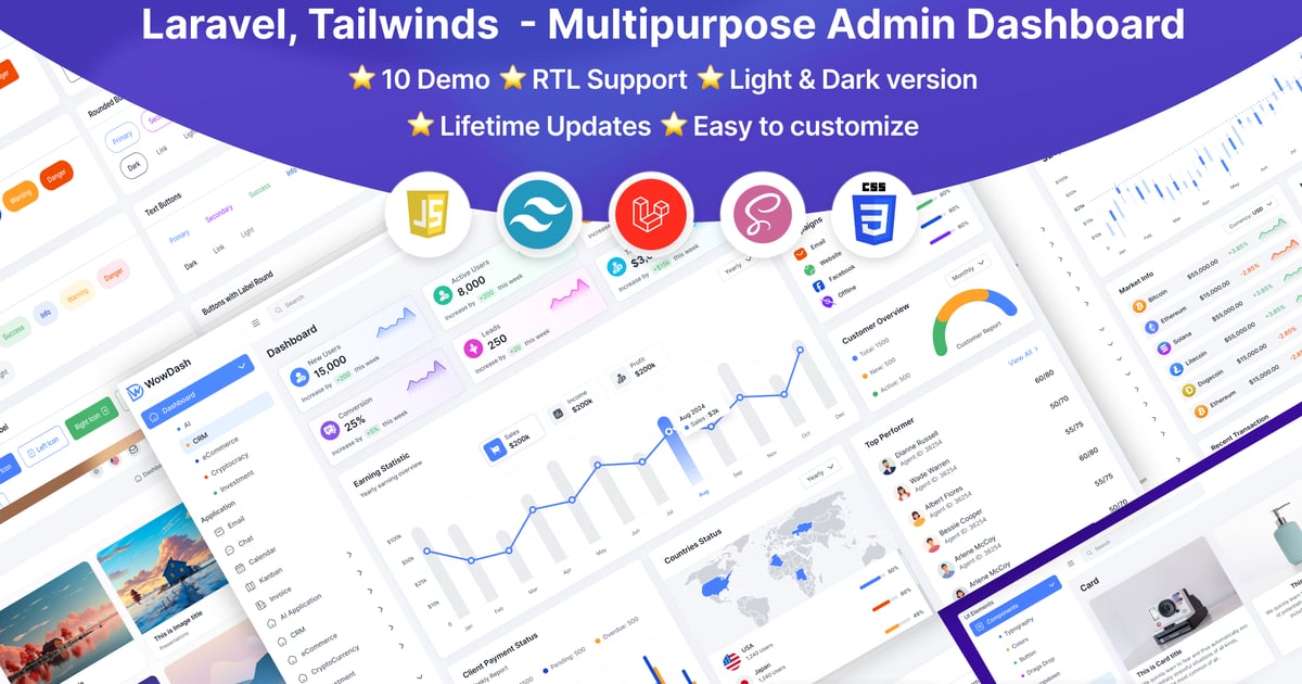 WowDash – Laravel Tailwinds – 多用途管理员