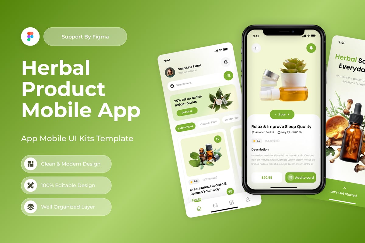 草药产品移动应用APP UI KIT (FIG)
