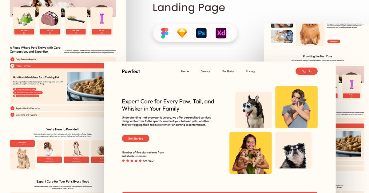Pawfect – 宠物护理登陆页面 UI 套件