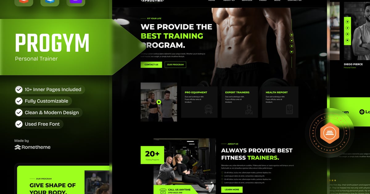 Progym – 私人教练和健身 HTML 模板