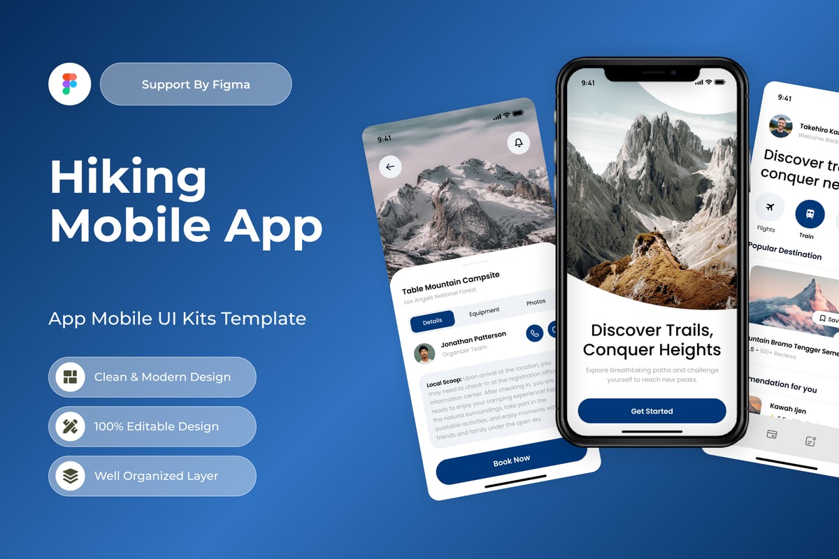 徒步远足移动应用APP UI KIT (FIG)