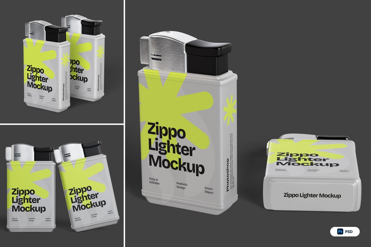 较轻的Zippo打火机模型样机 (PSD)