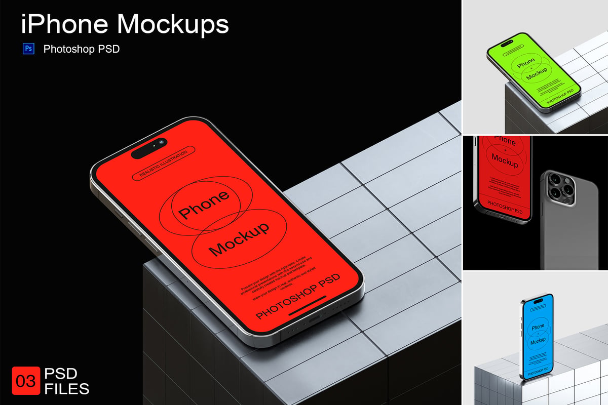 iPhone手机模型样机 (PSD,PDF)