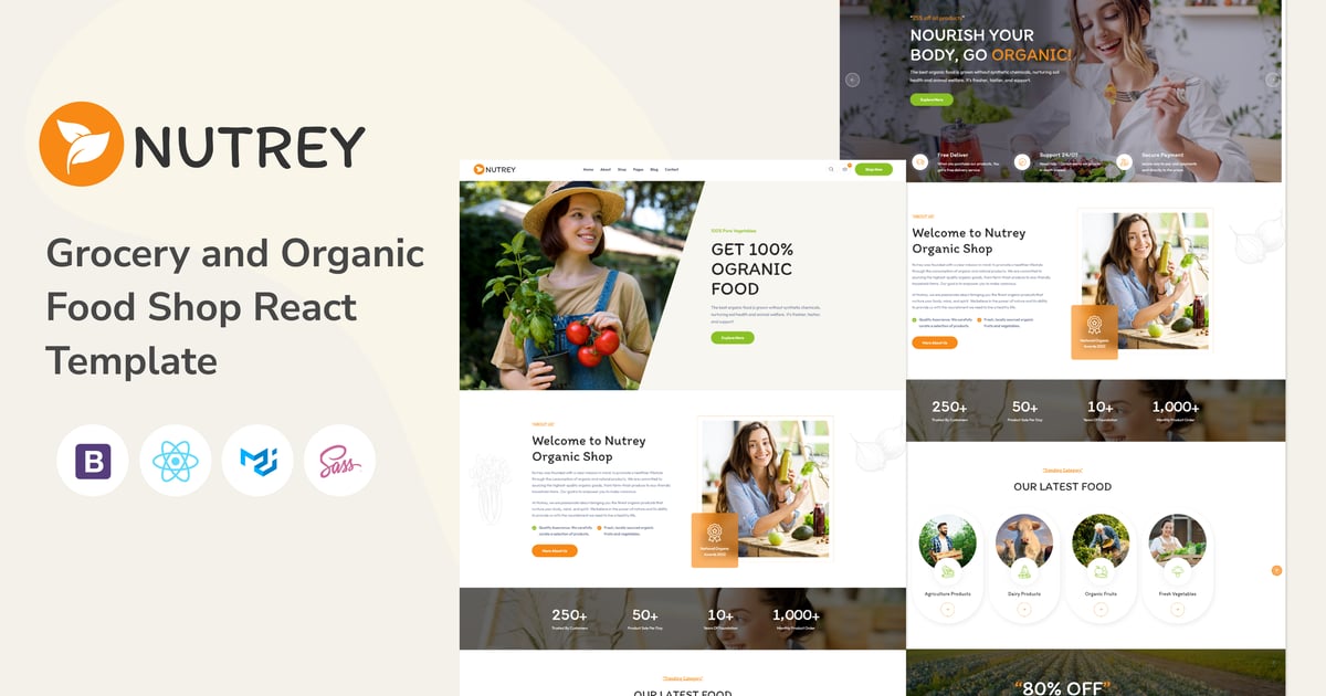 Nutrey – 杂货店和有机商店 React 模板