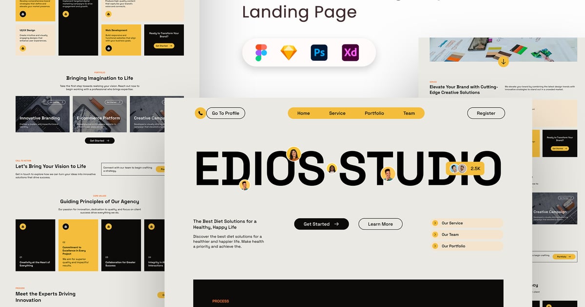 Edios – 创意机构登陆页面 UI 套件