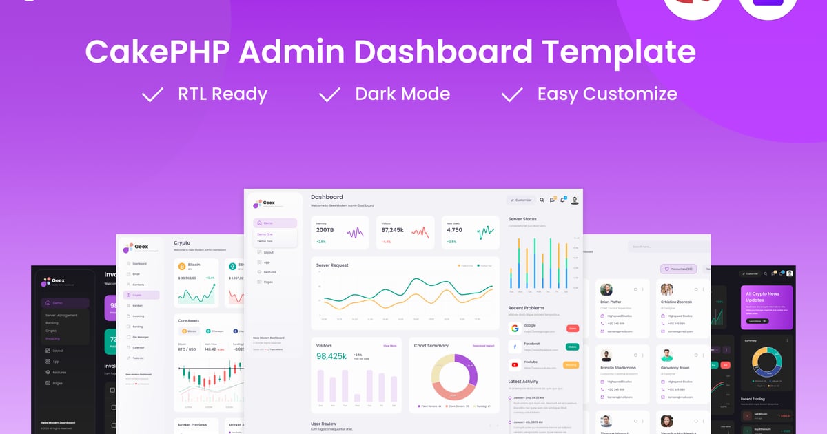 Geex – 管理与仪表盘 CakePHP 模板