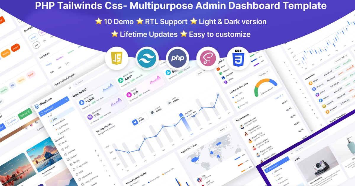 WowDash – PHP Tailwinds Css – 多用途管理员