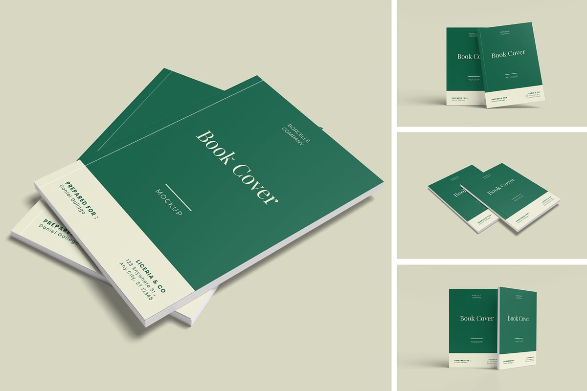 书籍封面模型样机 (PSD,PDF)