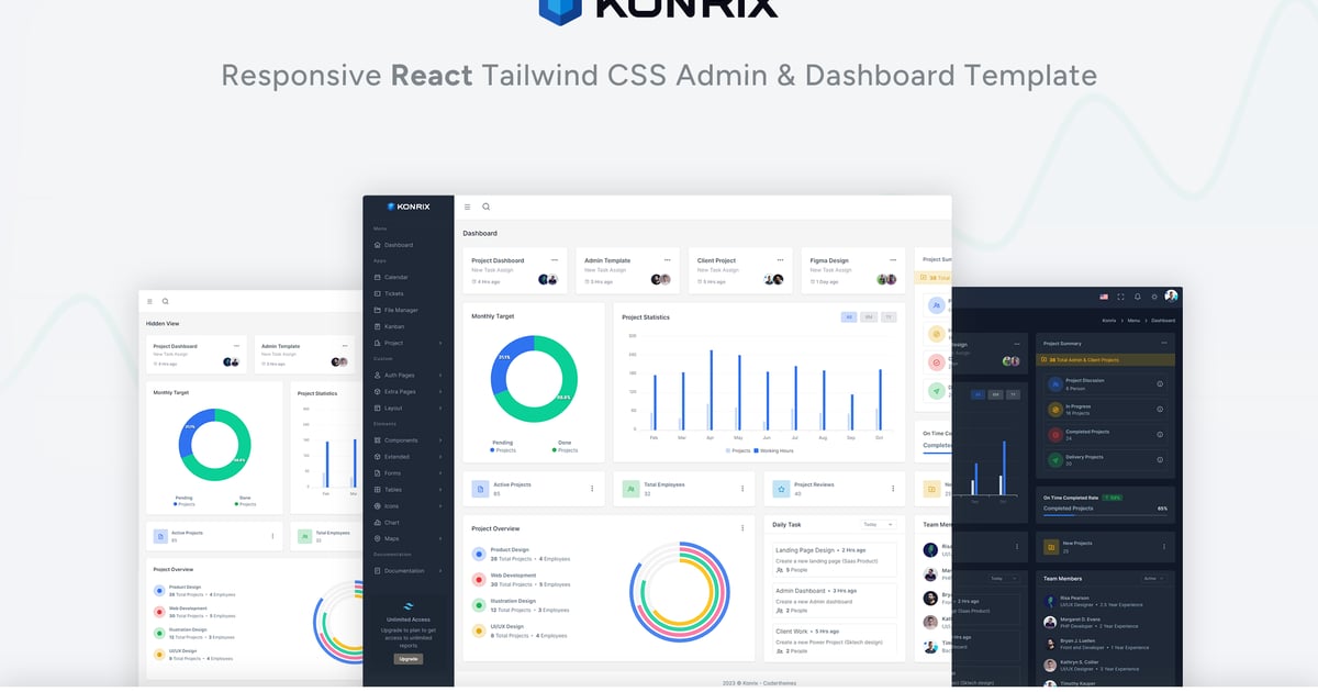Konrix – React Tailwind CSS 管理和仪表板