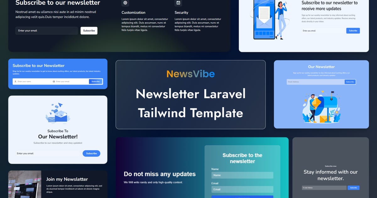 NewsVibe – Laravel 新闻通讯 TailwindCSS 模板