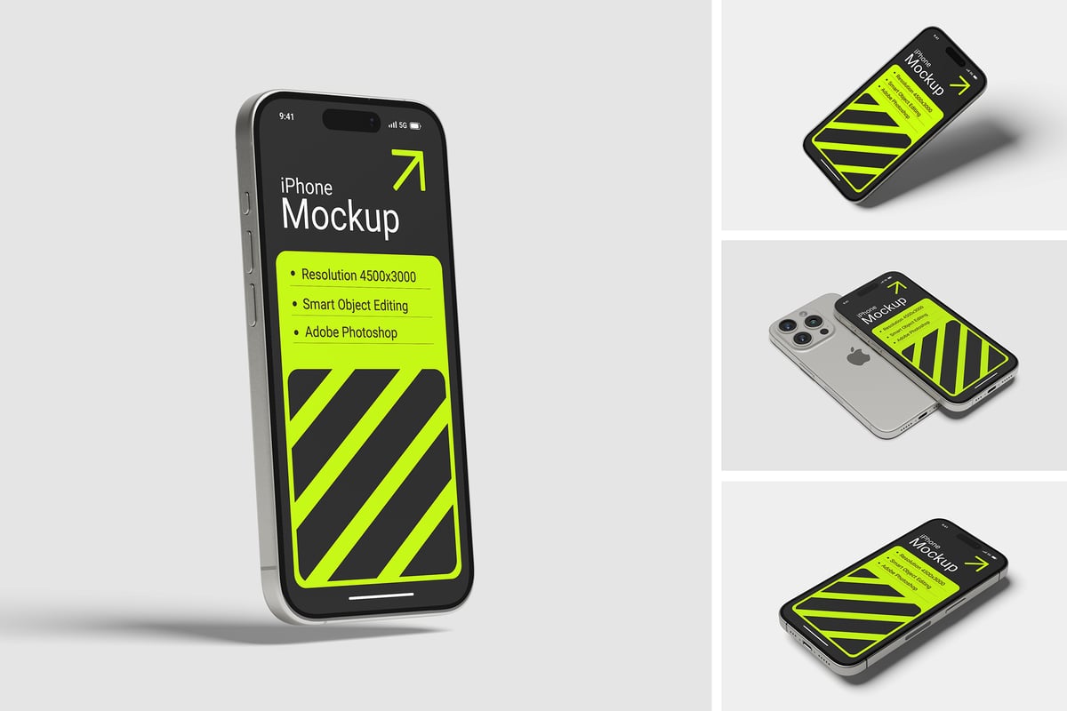 iPhone 15手机模型样机 (PSD,PDF)
