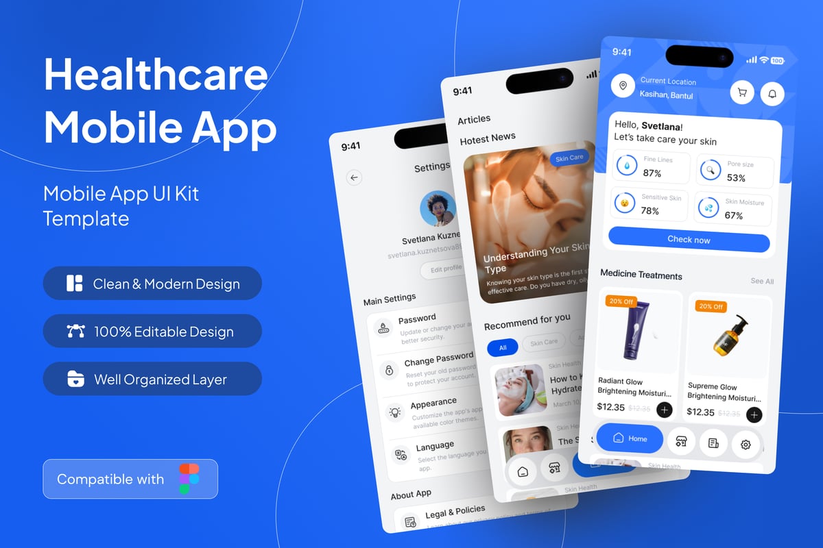 现代医疗保健移动应用APP UI KIT (FIG)