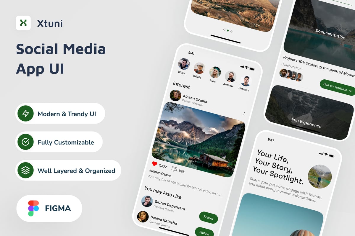 社交媒体应用APP UI KIT (FIG)