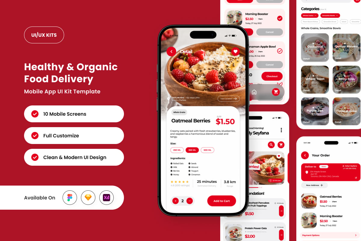 健康食品应用APP UI KIT (FIG,SKETCH,XD)