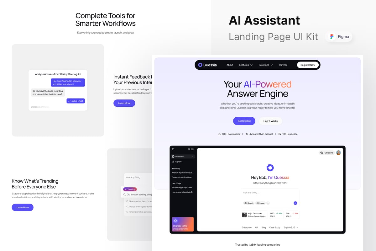 AI助理问题着陆页网页模板 (FIG)