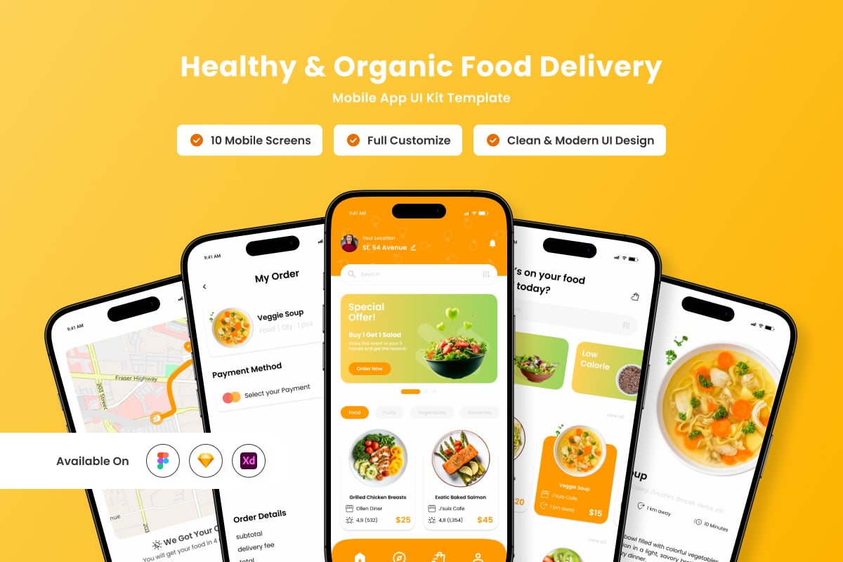 有机杂货应用APP UI KIT (FIG,SKETCH,XD)