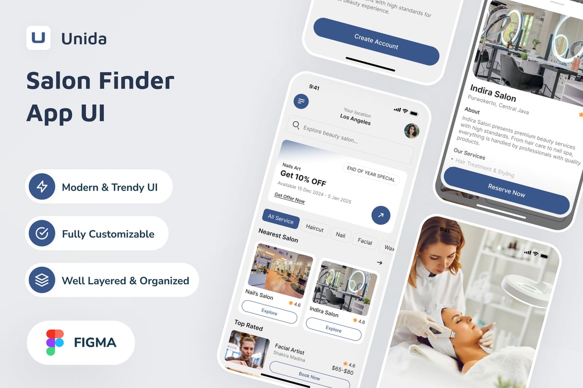 沙龙Finder应用APP UI KIT (FIG)
