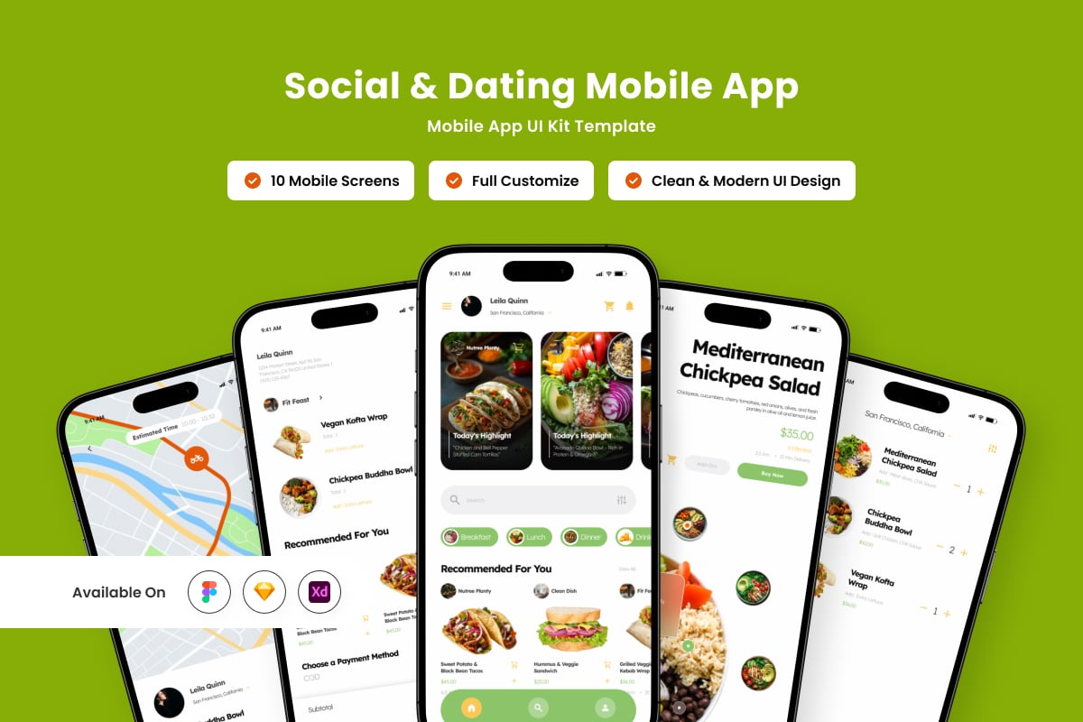 食品交付应用APP UI KIT (FIG,SKETCH,XD)