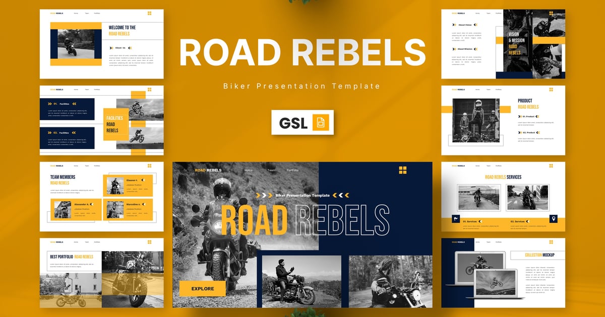 道路叛逆者 – 骑行者 Google 幻灯片模板