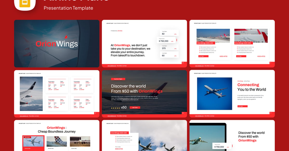 航空公司飞机 Google 幻灯片