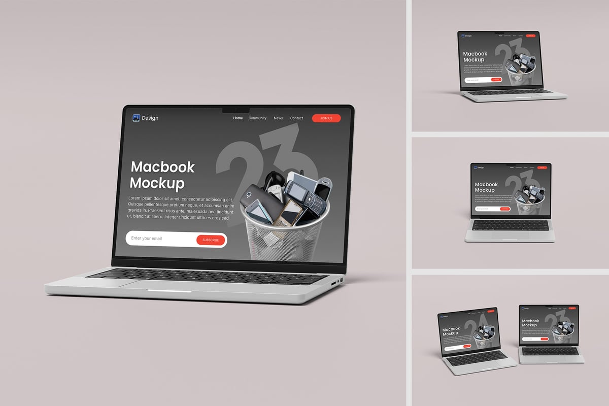 MacBook电脑模型样机 (PSD,PDF)