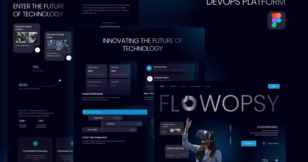 DevOps 平台深色未来主义登陆页面