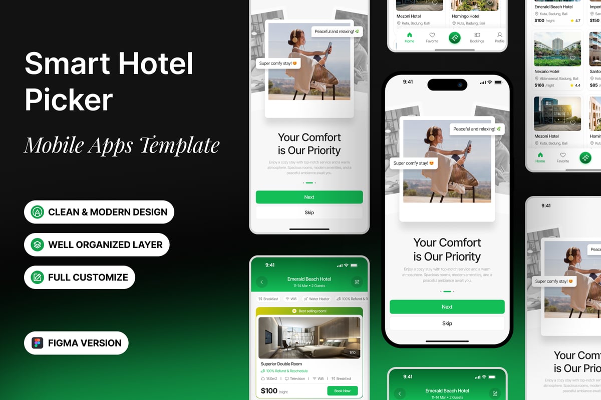 智能酒店选 移动应用APP UI KIT (FIG)