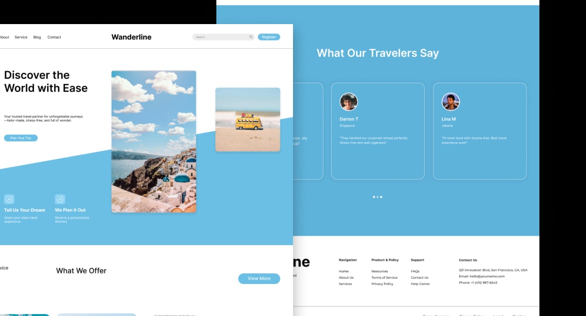 Wanderline – 旅行计划和旅行社网站