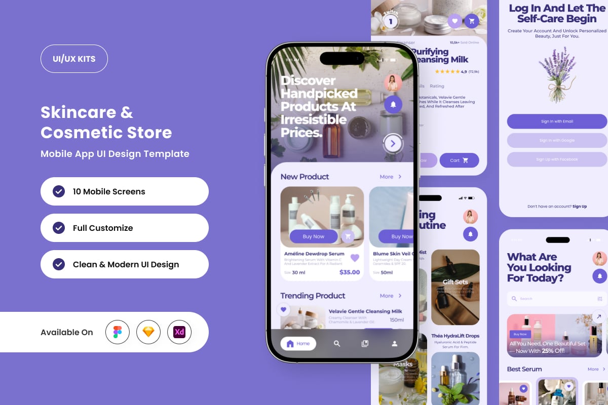 美容商店应用APP UI KIT (FIG,SKETCH,XD)