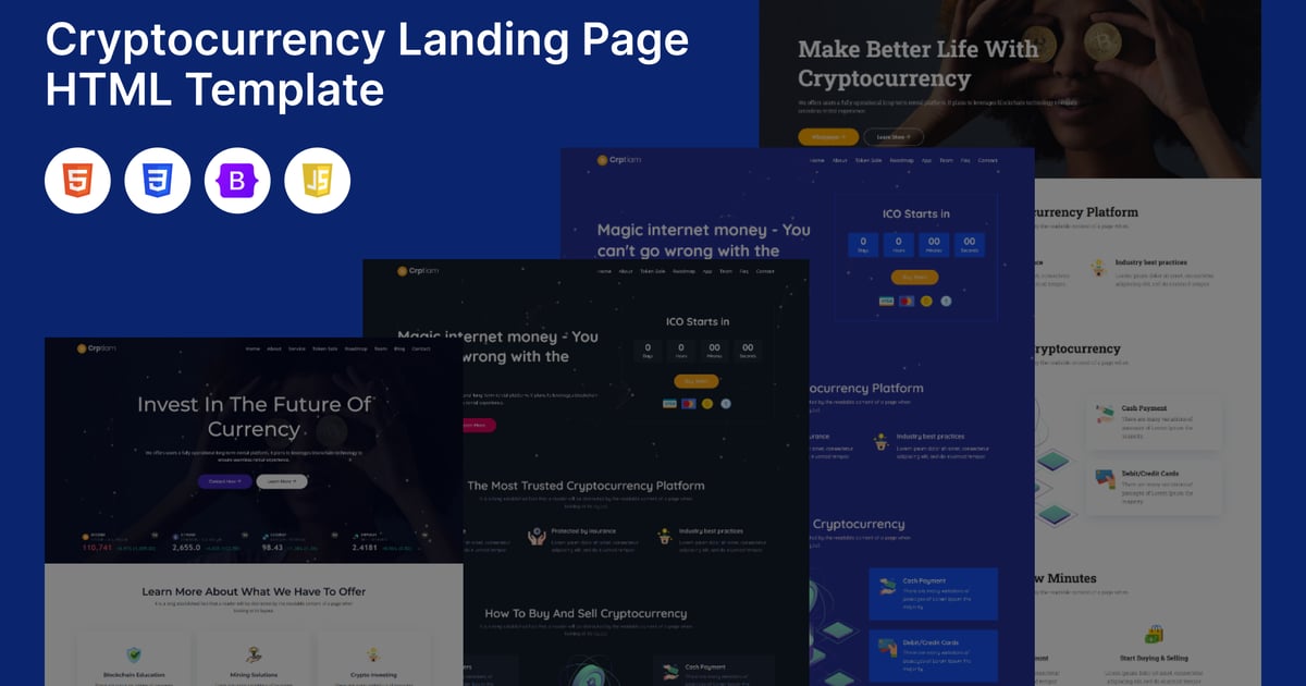 Crptiam – 加密货币登陆页面 HTML 模板