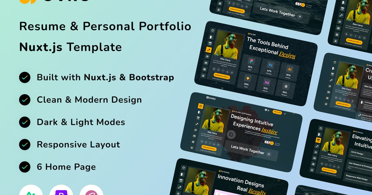 Ovro – NuxtJS 简历和个人作品集模板