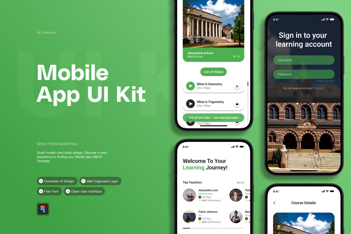 学习课程 - 移动应用APP UI KIT (FIG)