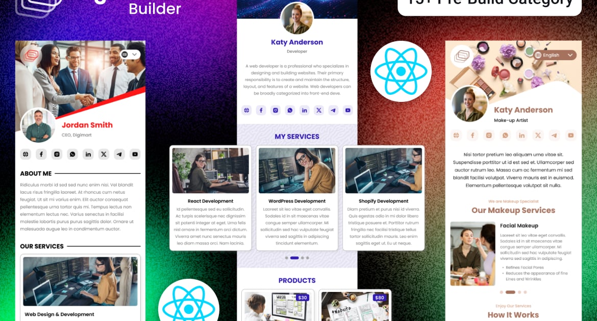 个人名片 React 模板 – Digi vCard