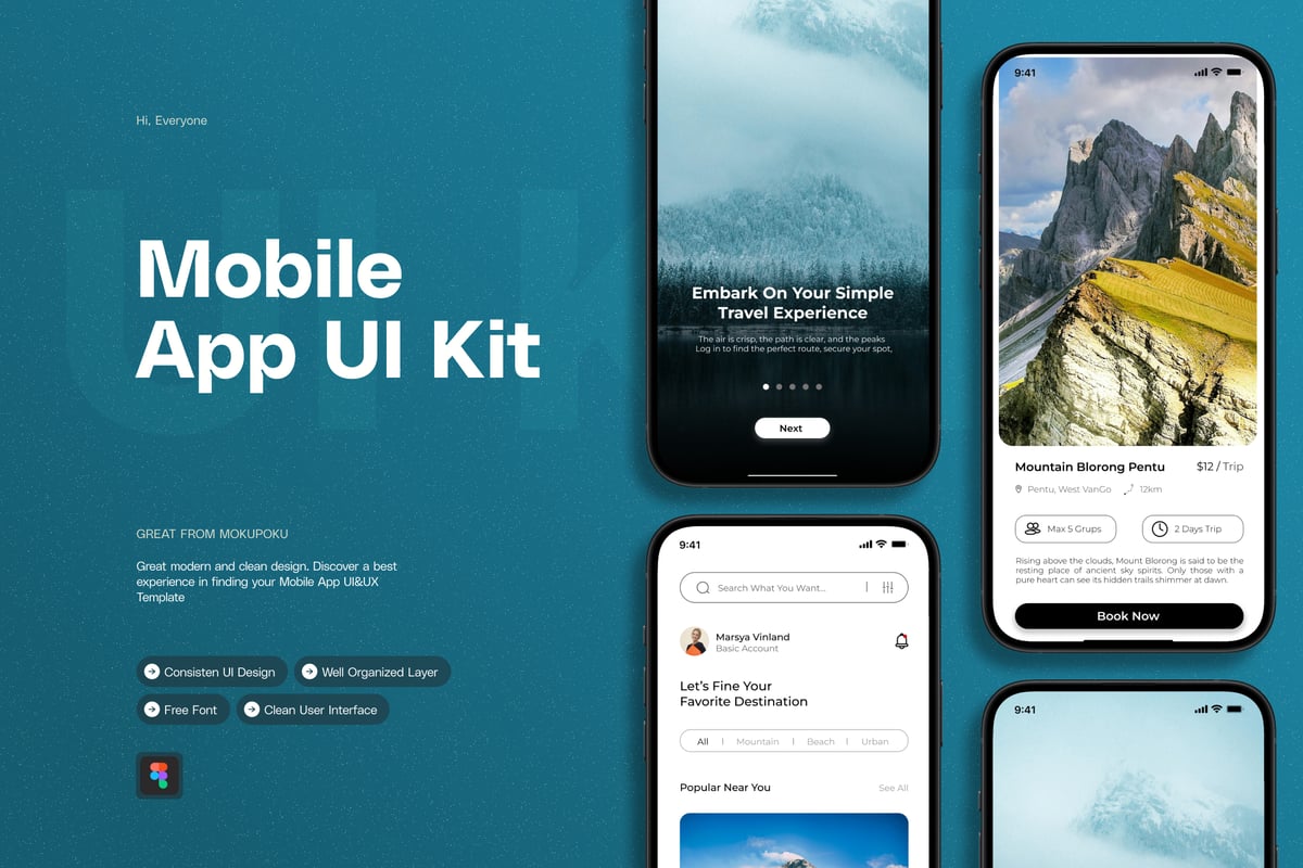 我们的假期 - 移动应用APP UI KIT (FIG)