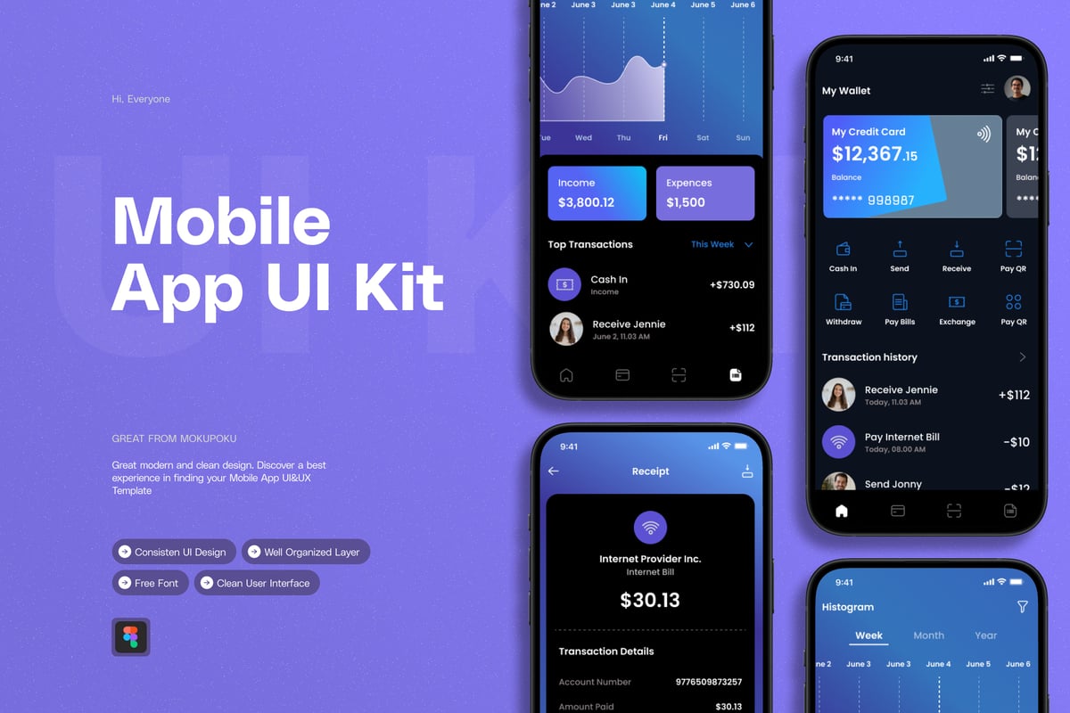 银行 - 移动应用APP UI KIT (FIG)