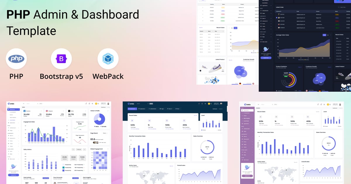 Urbix – PHP 管理及仪表盘模板