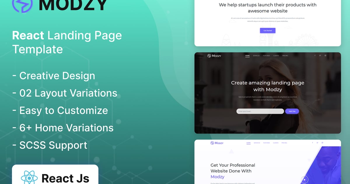Modzy – React 登陆页面模板
