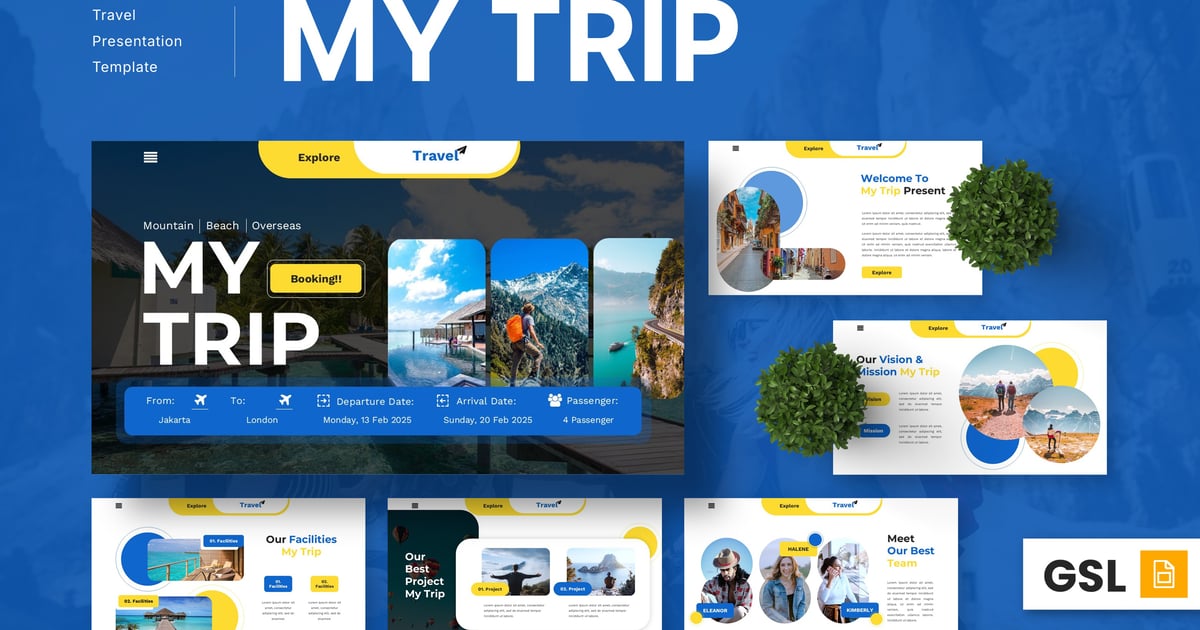 我的旅行 – 旅行 Google 幻灯片模板