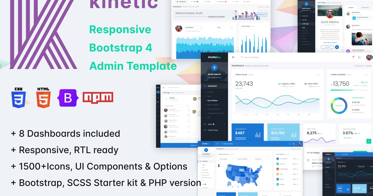 Kinetic – HTML Bootstrap 管理模板