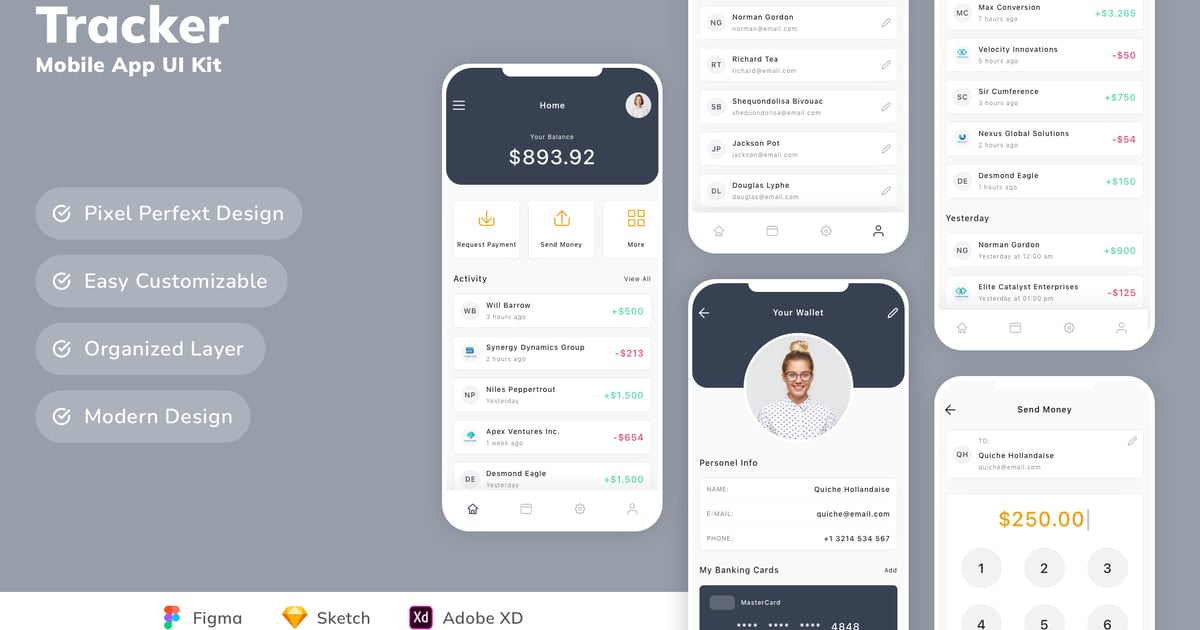 个人财务追踪移动应用程序 UI 套件