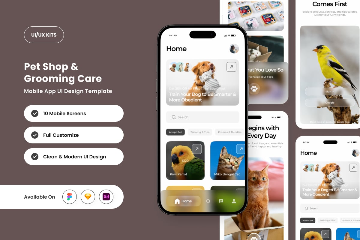 宠物服务应用APP UI KIT (FIG,SKETCH,XD)