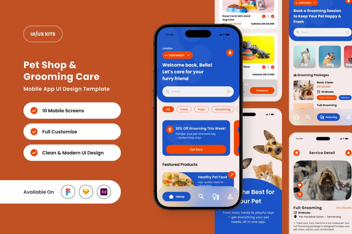宠物店应用APP UI KIT (FIG,SKETCH,XD)