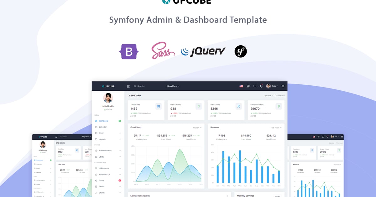 Upcube – Symfony 管理及仪表盘模板