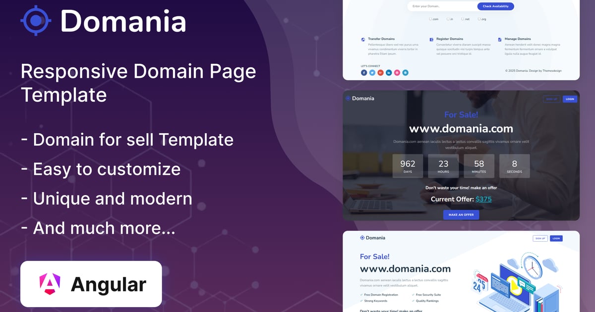Domania – 出售域名 Angular 模板