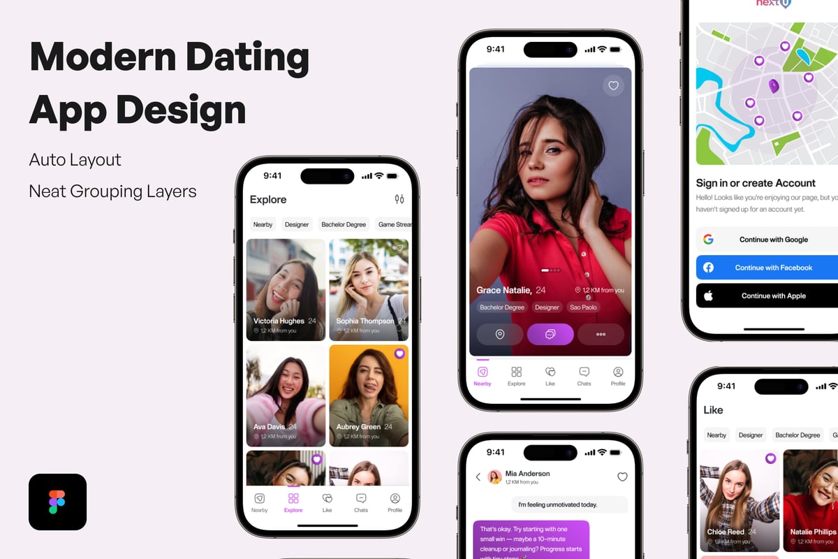 现代约会应用APP UI KIT (FIG)