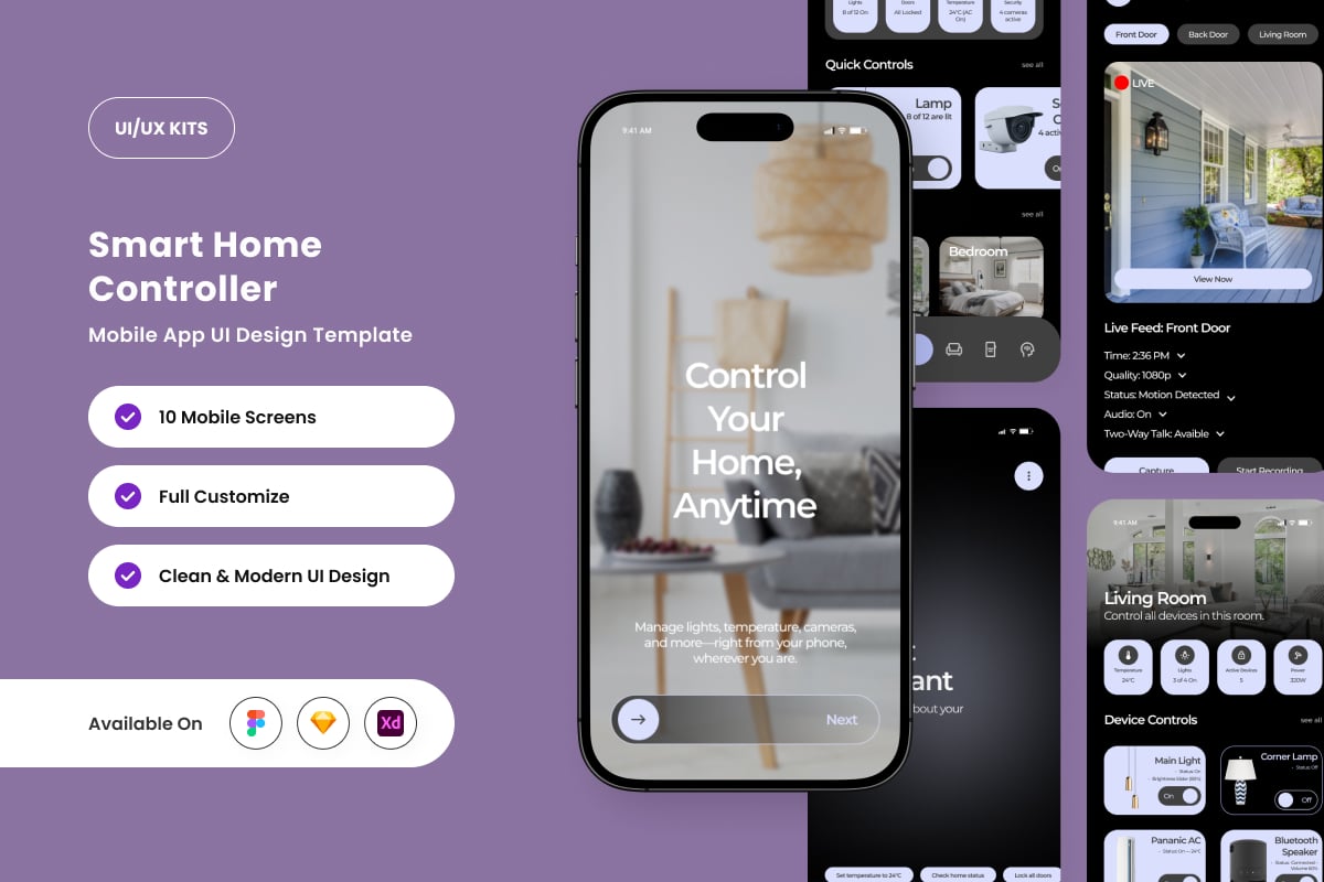 智能控制应用APP UI KIT (FIG,SKETCH,XD)