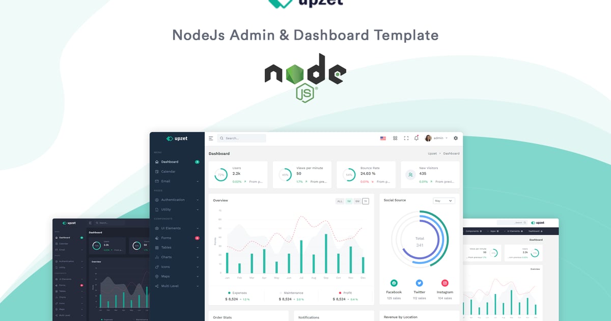 Upzet – NodeJs 管理及仪表盘模板