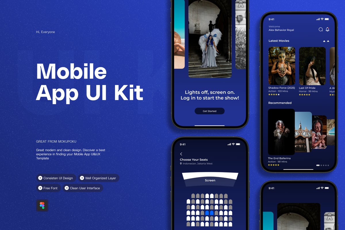 电影电影 - 移动应用APP UI KIT (FIG)